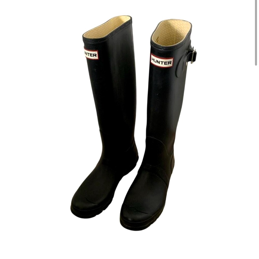 Matte Black Hunter Tall Rain Boots US 8 Men 9 Womens